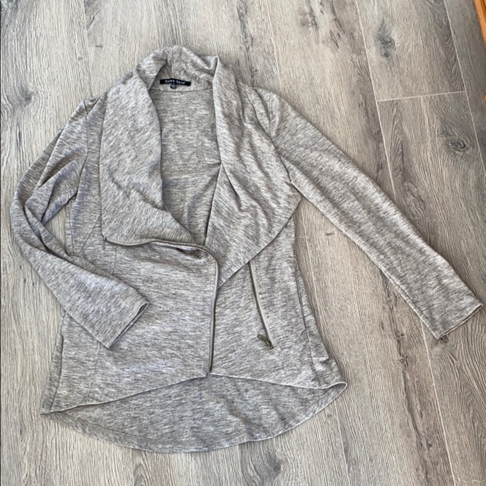 Oatmeal Zip-Up Cardigan